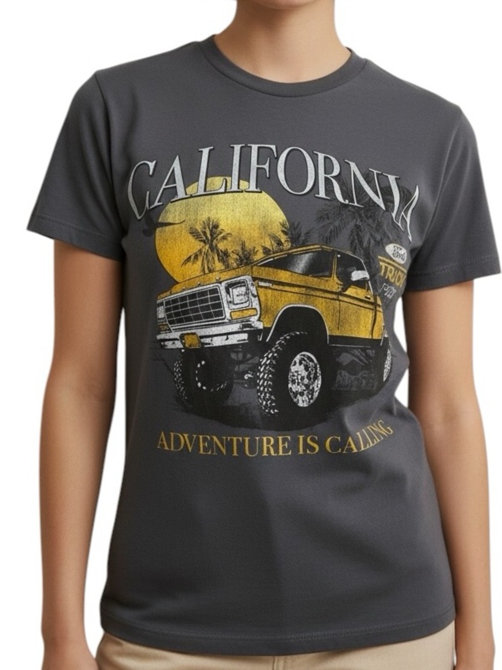 Ford Charcoal Graphic Tee with Yellow Truck and White Text